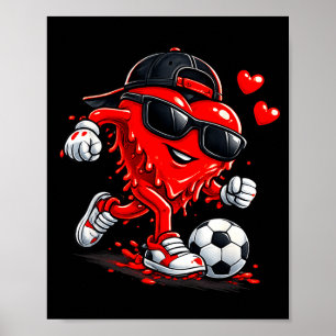 Poster Valentine Football Heart Drip Sport Amour Saint-Va