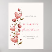 Poster Valentine Hearts Vine Whimsy Bridal Shower Welcome (Devant)