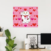 Poster Valentine Neko Lucky Cat (Bureau à domicile)