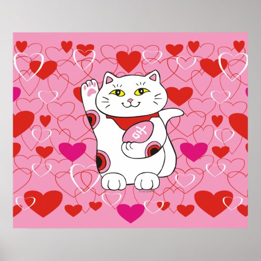Poster Valentine Neko Lucky Cat (Devant)