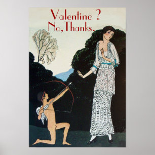 POSTER VALENTINE ? NON, MERCI / RÉTRO ANTI SAINT-VALENTIN