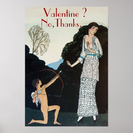POSTER VALENTINE ? NON, MERCI /RETRO ANTI VALENTINE'S DAY (Devant)