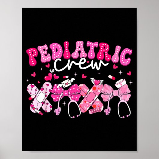 Poster Valentine Pediatric Crew Xoxo Nurse Coquette Bow P (Devant)