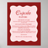 Poster Valentine Red and pink Cupcake flavors sign (Devant)