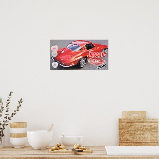 Poster Valentine Red Corvette Split Window Classic (Cuisine)