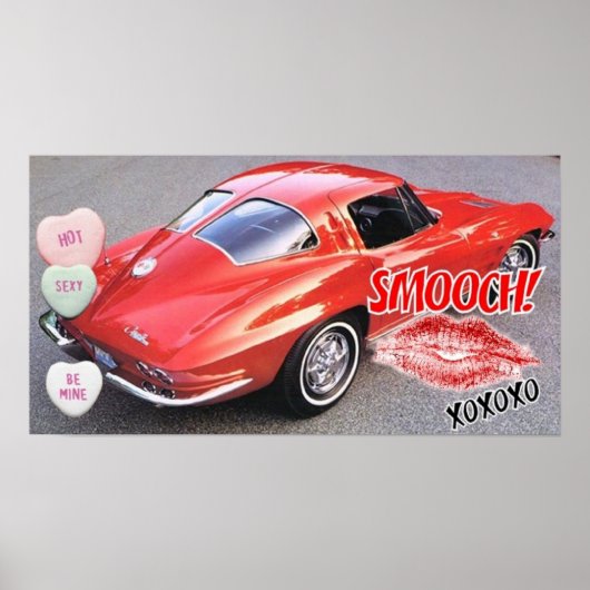 Poster Valentine Red Corvette Split Window Classic (Devant)