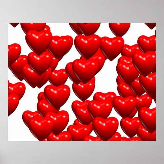Poster Valentine Red Hearts Random Bunch Glossy (Devant)