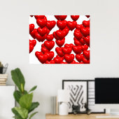 Poster Valentine Red Hearts Random Bunch Glossy (Bureau à domicile)