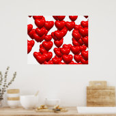 Poster Valentine Red Hearts Random Bunch Glossy (Cuisine)