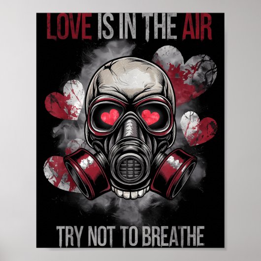 Poster Valentine Skull Gas Mask Love Romance (Devant)