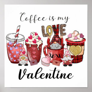 Poster Valentines au café   Cadeau Valentine   Vacances