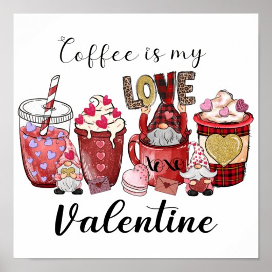 Poster Valentines au café | Cadeau Valentine | Vacances (Devant)