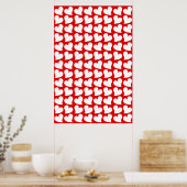 POSTER VALENTINES COEURS ROUGE ET BLANC VALENTINE (Cuisine)