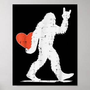Poster Valentines Day Bigfoot Rock Heart Sasquatch Femmes