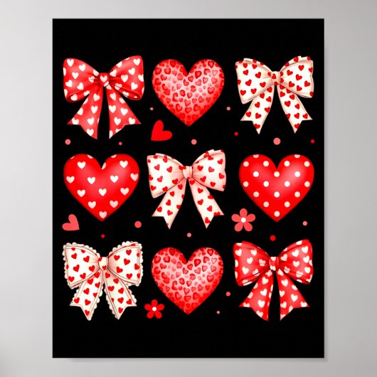 Poster Valentines Day Coquette Bow Hearts Leopard Women G (Devant)