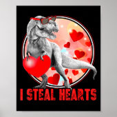 Poster Valentines Day Dinosaur T Rex I Steal Hearts Funny (Devant)