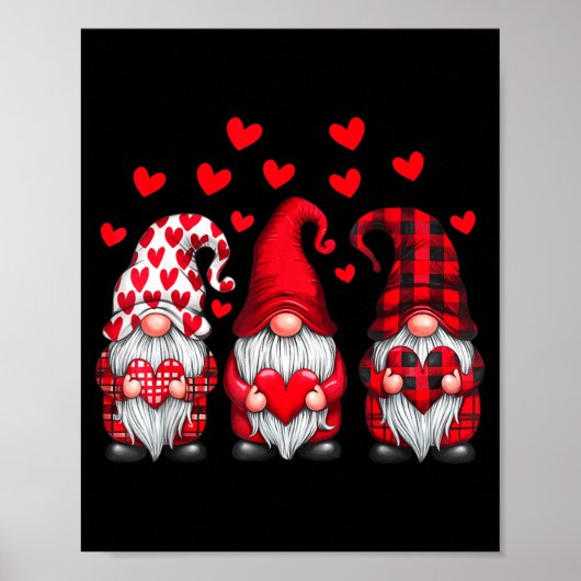 Poster Valentines Day Gnomes Cute Red Hearts Love Gnome W (Devant)