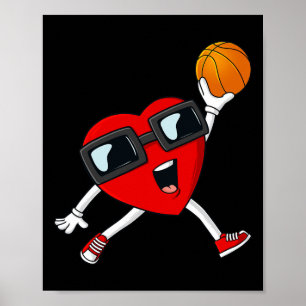 Poster Valentines Day Heart Dunking A Basketball Boys Gir