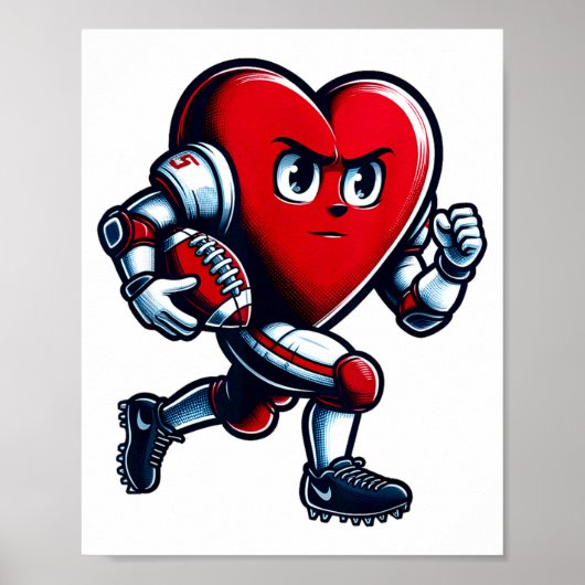 Poster Valentines Day Heart Football Player Team Srts  (Devant)