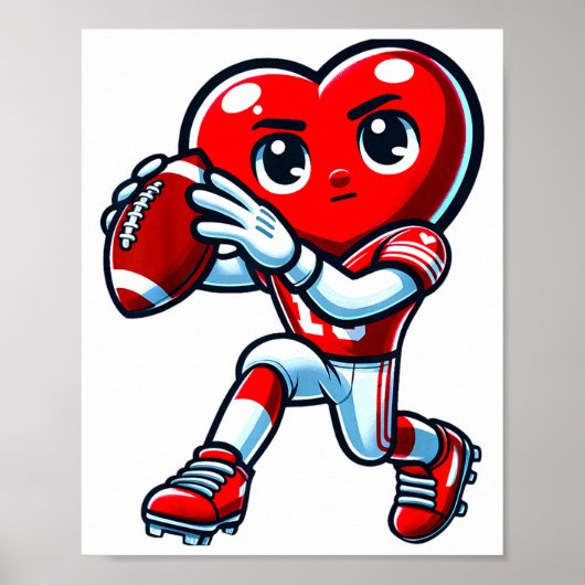 Poster Valentines Day Heart Quarterback Football Srts  (Devant)