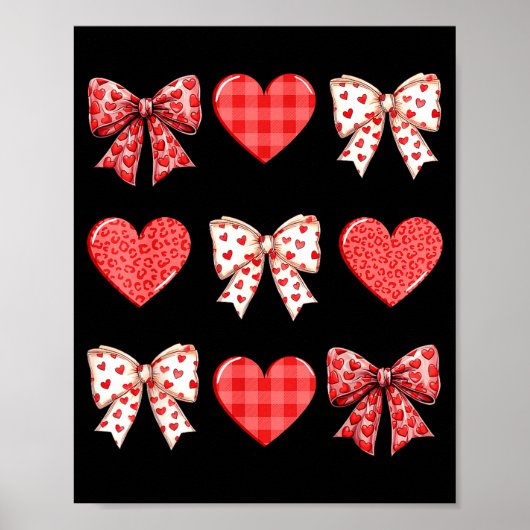 Poster Valentines Day Hearts Leopard Coquette Bow Women G (Devant)