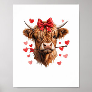 Poster Valentines Day Highland Coeurs amusants Vallée