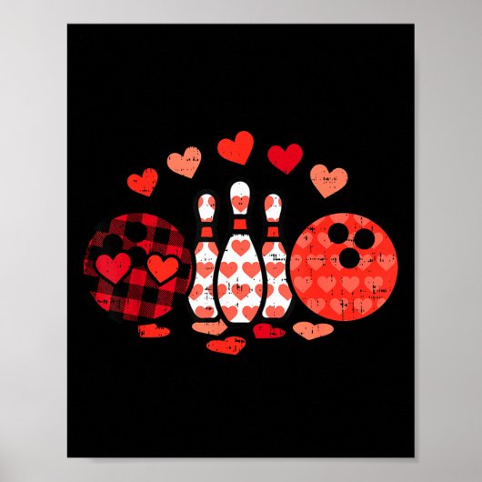 Poster Valentines Day Plaid Bowling Valentine Srts Men Wo (Devant)