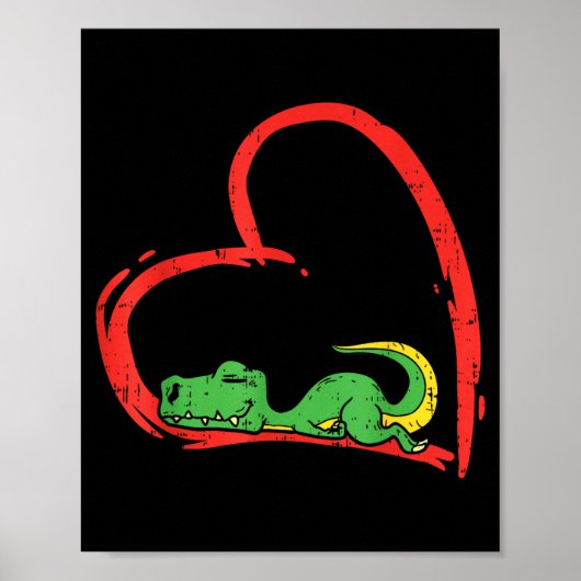 Poster Valentines Day Shirt Funny Heart Trex Sleeng Dinos (Devant)