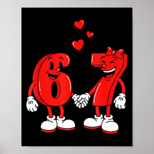 Poster Valentine's Day Six Seven Hearts 6 7 Meme Gen Alph (Devant)