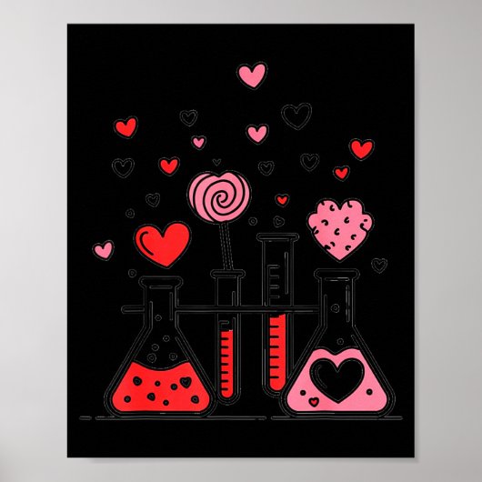 Poster Valentines Day Vibes Science Teacher 100 Days Of S (Devant)