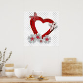Poster Valentines Fleurs de jour fleurs de coeur rouge fl (Cuisine)