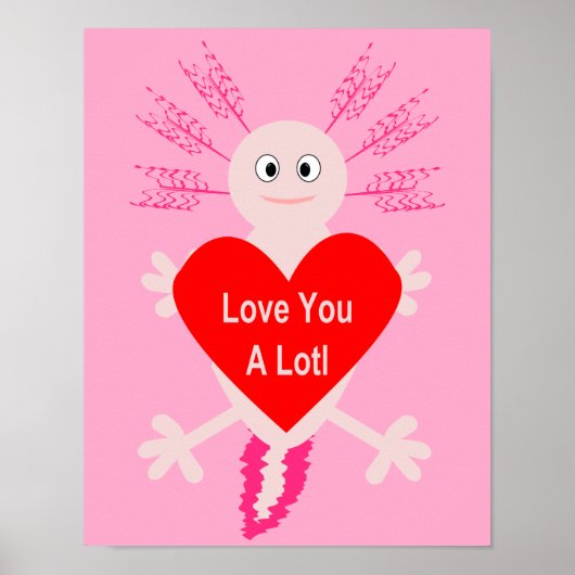Poster Valentines Jour Amour Coeur Axolotl (Devant)