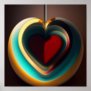 Poster Valentines Jour Coeur brillant brillant P personna