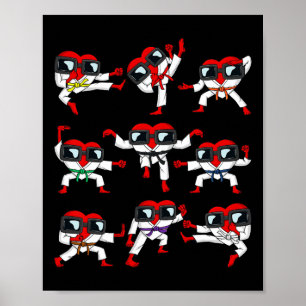 Poster Valentines Jour Coeurs Karate Martial Arts Garçons