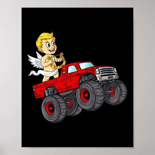 Poster Valentines Jour Cupid équitation Monster Truck Fun (Devant)