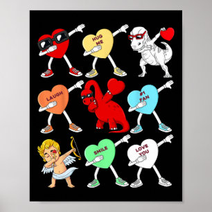 Poster Valentines Jour Dabbing Coeurs Cupid T Rex Dino Da