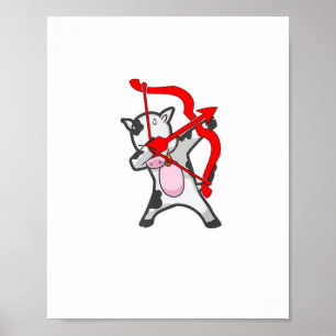 Poster Valentines Jour Dabbing Vache Cupid Bow