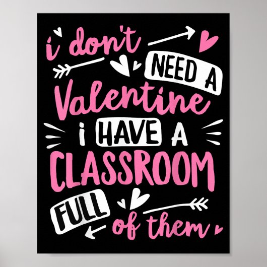 Poster Valentines Jour Enseignant Funny Classe École Vale (Devant)