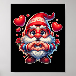 Poster Valentines Jour Gnomes mignons Coeurs rouges Aimer