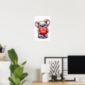 Poster Valentines Koala Cute Koala Heart personnalisable (Bureau à domicile)