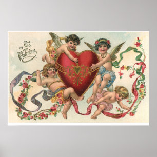 Poster Valentines victoriennes vintages, Cherubs Angels C