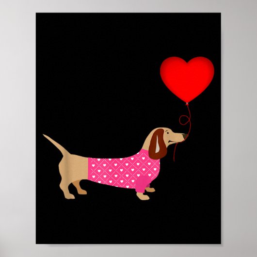 Poster Valentines Weiner Daschund Doxie In Dog Dress  (Devant)