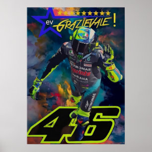 Poster valentino rossi, légende moto gp, le docteur 46,