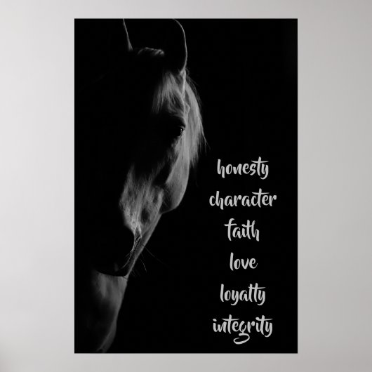 Poster Valeurs fondamentales Cheval blanc Art encadré (Devant)