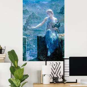 Poster Valkyrie en robe bleue avec Armure