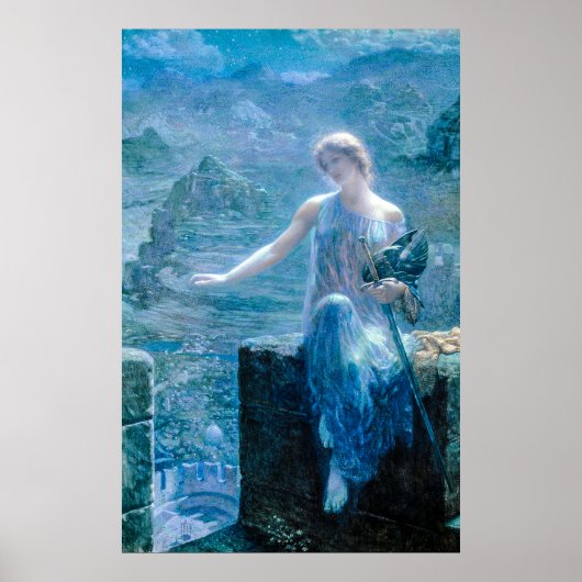Poster Valkyrie en robe bleue avec Armure (Devant)