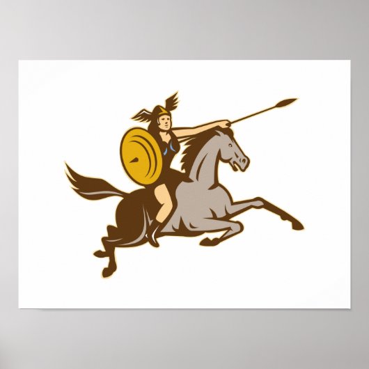 Poster Valkyrie Riding Horse Retro (Devant)