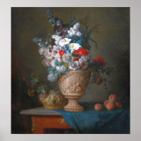 Vallayer-Coster - Fleurs Dans Le Vase Avec Les Pêc