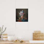Poster Vallayer-Coster - Fleurs Dans Le Vase Avec Les Pêc (Cuisine)