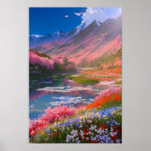 Poster Vallée animée avec rivière tranquille (Devant)